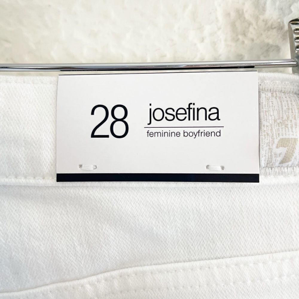 7 For All Mankind Josefina Feminine Distressed Boyfriend Jeans White NWT 28 - Picture 7 of 12